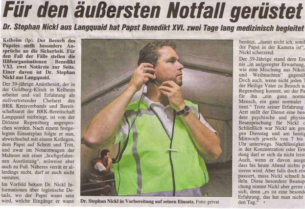 Für den äußersten Notfall gerüstet (Landshuter Zeitung, 29.06.2010)