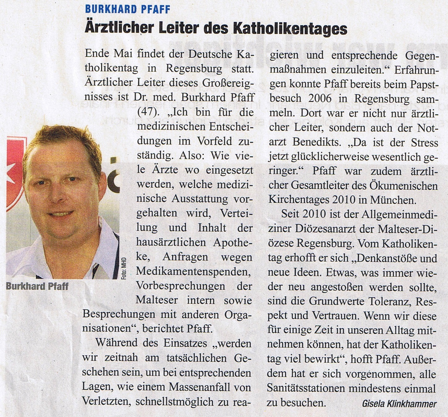 Dr. Pfaff Ärztlicher Leier des Katholikentags (Deutsches Ärzteblatt 2014, 111(22), 30.05.2014)