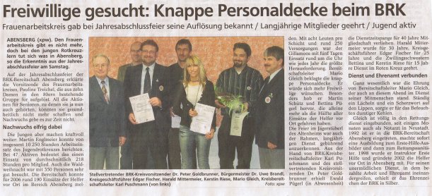 Ehrenzeichen des BRK in Silber für Dr. Gleich (Landshuter Zeitung, 29.06.2010)