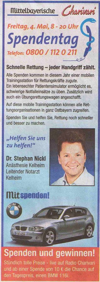 Spendenaktion SimMan für Ostbayern (Landshuter Zeitung, 29.06.2010)